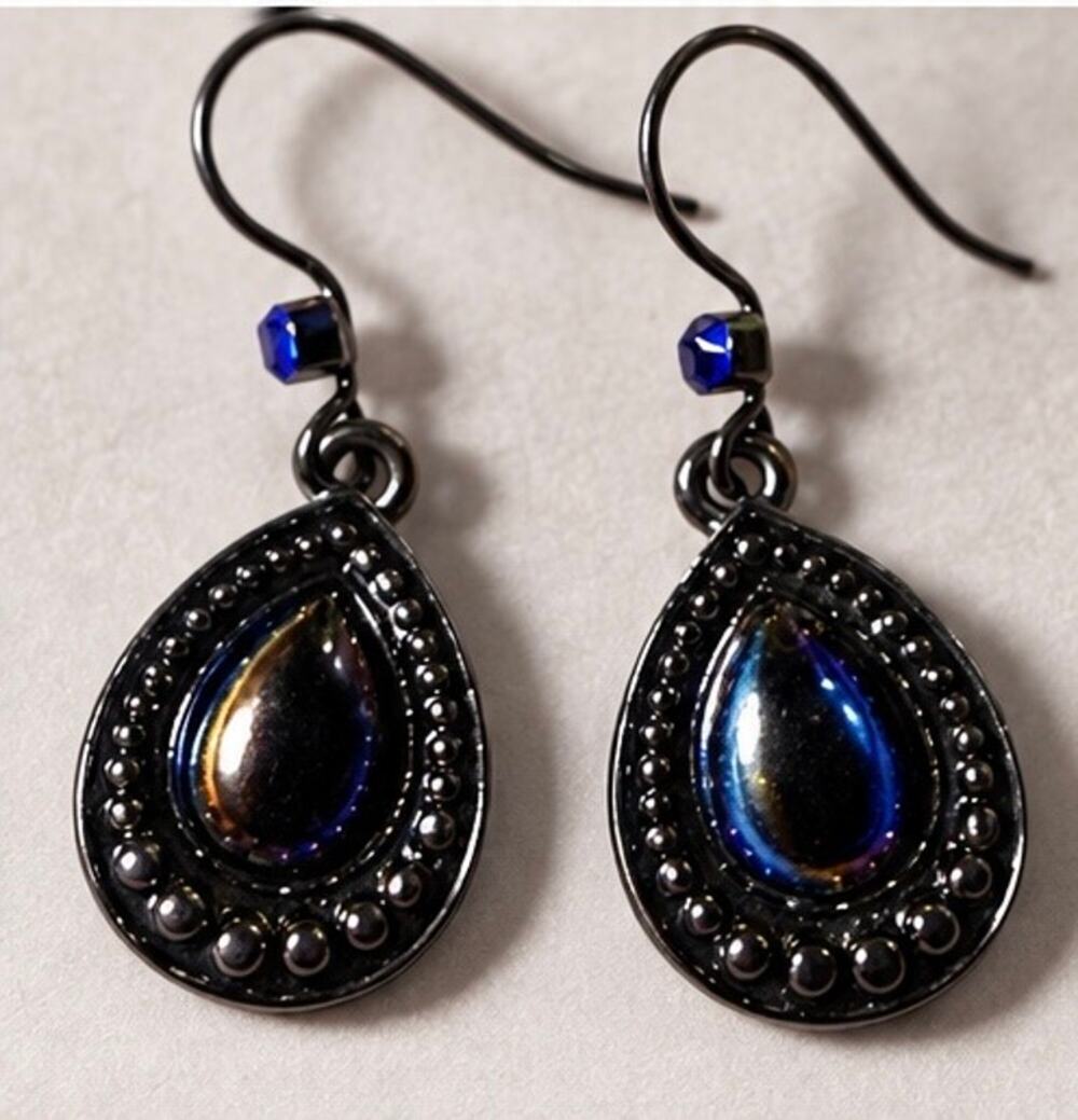Vintage 1990s Avon Oil Spill Cabochon Dangle Earrings